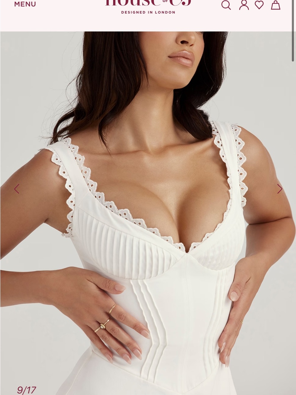 White Lace-Trim Mini Dress house of CB Tilly size L SB8548 new with tags - Picture 7 of 10